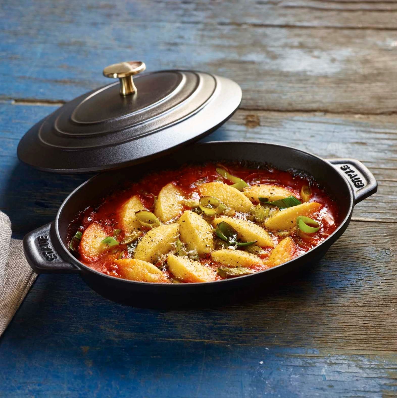 Staub Cast Iron 14.5 Covered Fish Pan Black Matte