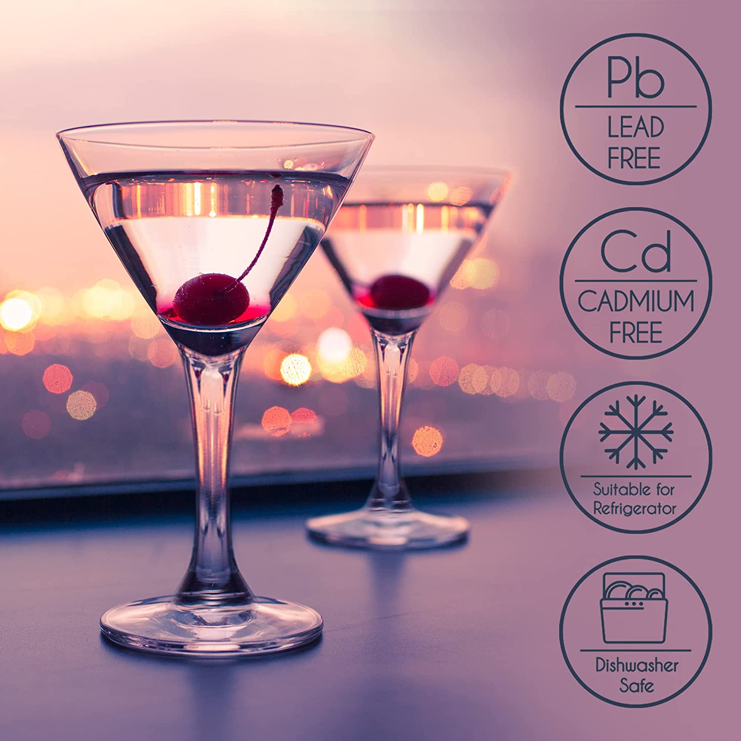 Crystalia Stemless Martini Glasses, Set of 4