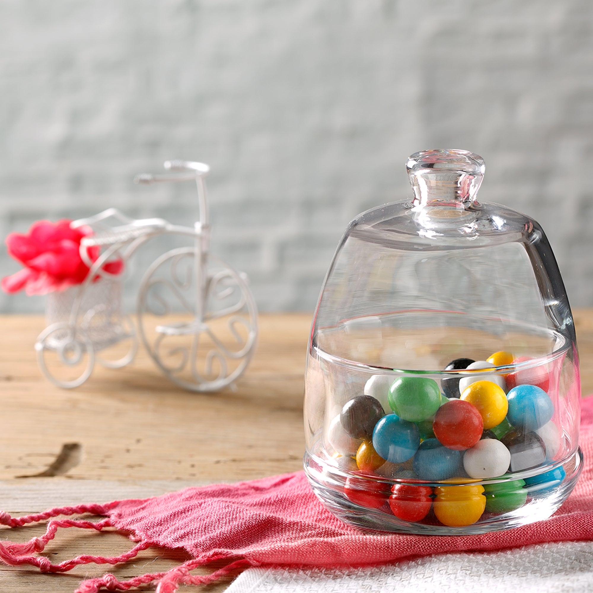 Crystalia Decorative Glass Candy Jar with Lid