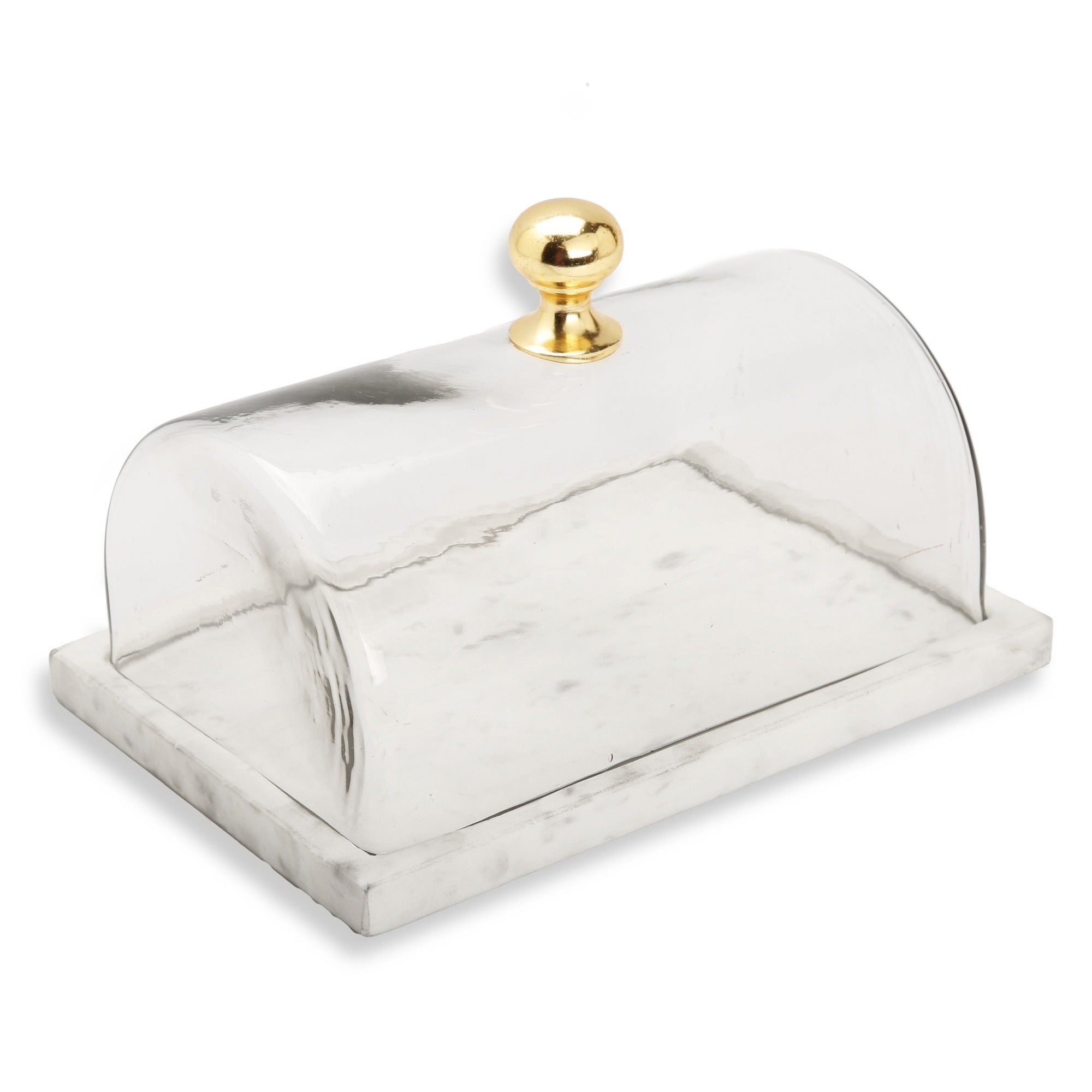 Rectangular Base Dome Sabavi Home | Rectangular Marble Cake Dome with Gold Knob – Sabavi® Home